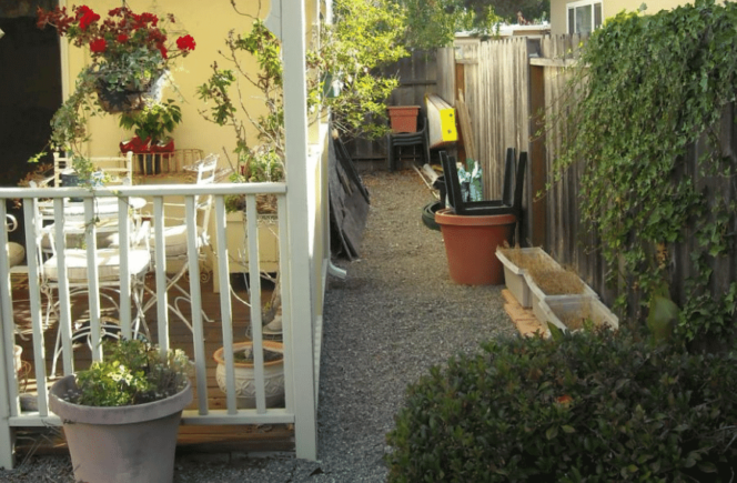 Photo of a residential porch and side yard