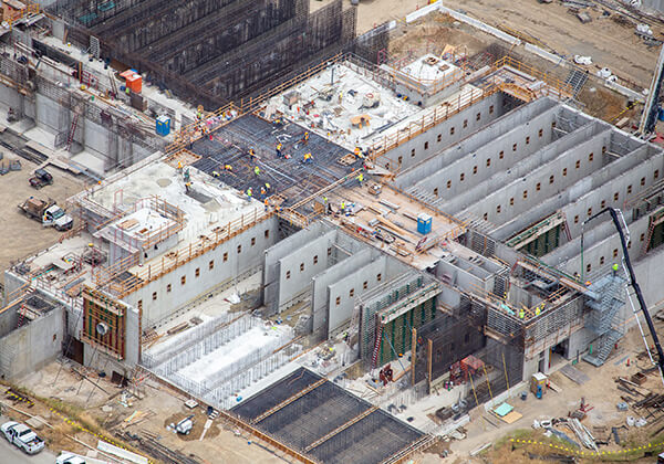 Aerial of construction of the Tertiary Treatment facility at Sacramento Regional Wastewater Treatment Plant
