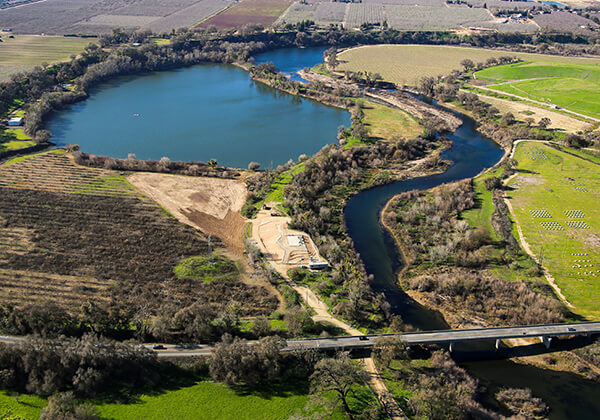 Stanislaus Regional Water Authority aerial view of project site for new treated surface water along side of river